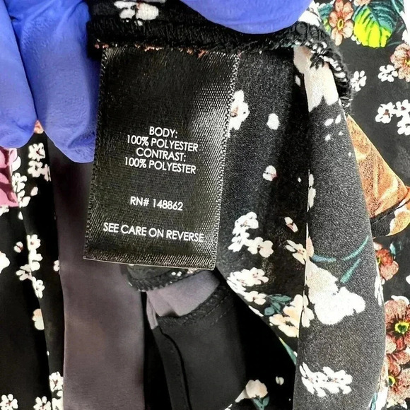 TORRID Womens Sz 1 Floral Goddess Tunic Hi Neck Georgette Black Sheer Halter Top - Picture 9 of 10